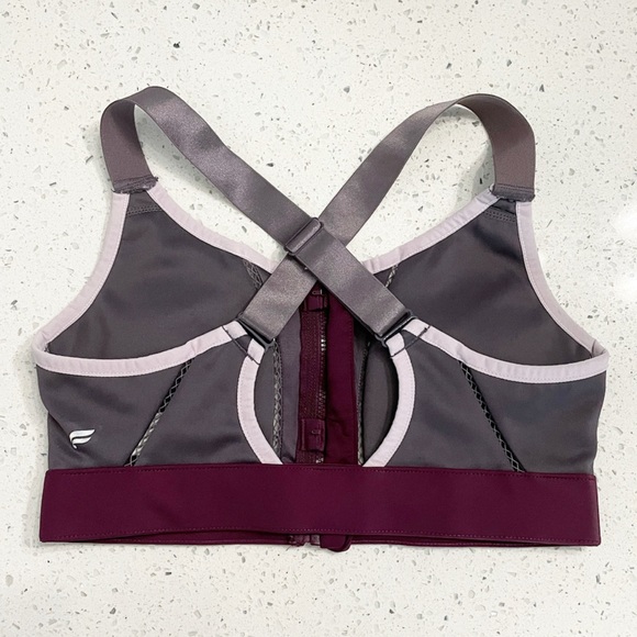 Fabletics Zoe High Impact Sports Bra Front Zip Women Small Shadow/Burgundy Shine - Picture 4 of 7